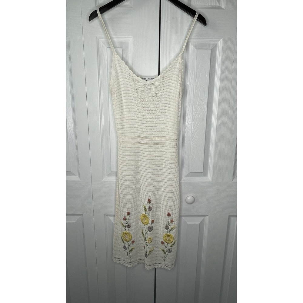 Papell‎ Boutique Evenings Hand Crocheted Dress with Floral Embroidery M fairy
